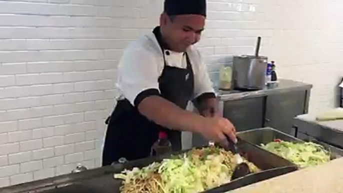 Meet Danny, our Action Station Chef, making one of our favorites 'Yaki-udon'. Delicious!Call 233-6601 for reservations at the Isla Cafe. #leisurecomfortkanoa