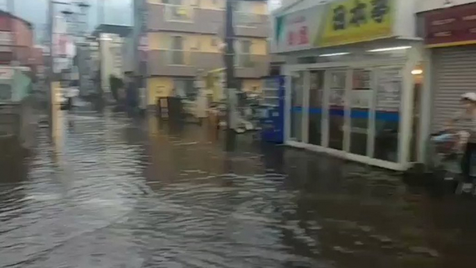 Saitama City Streets Flooded Due to Heavy Rain