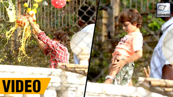 Shah Rukh Khan And Son AbRam Break Dahihandi On The Ocassion Of Janmashtami