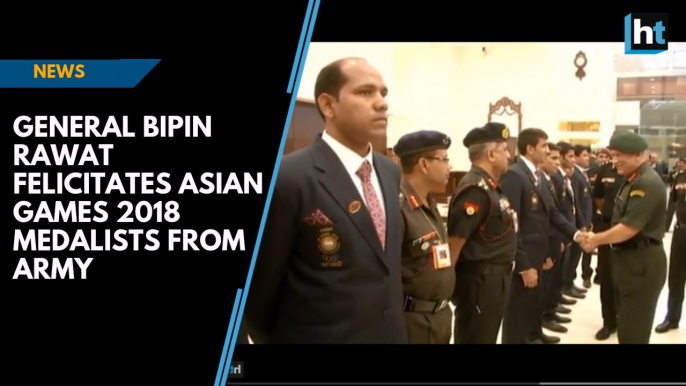 General Bipin Rawat felicitates Asian Games 2018 medalists from Army