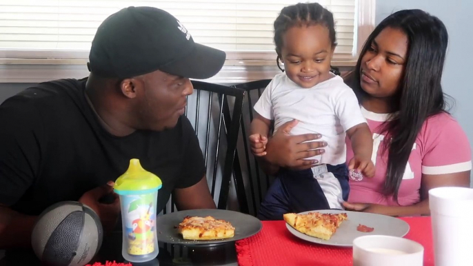 PIZZA MUKBANG W/ 2 YEAR OLD ( meet woo wop mama )