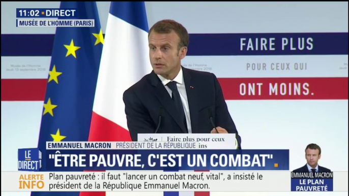 "Trop souvent on se réfugie derrière les chiffres mais à vous voir travailler, j'ai entendu et j'ai compris", affirme Macron en lançant son plan pauvreté