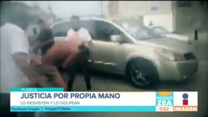 Encueran y golpean a presunto ladrón, le querían incendiar con gasolina | Noticias con Zea