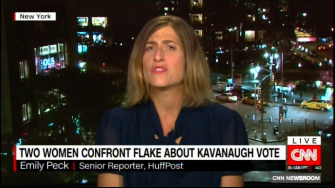 Emily Peck, Senior Reporter, HuffPost speaks on two women confront Flake about Kavanaugh vote. #CNN #Kavanaugh #News @EmilyRPeck