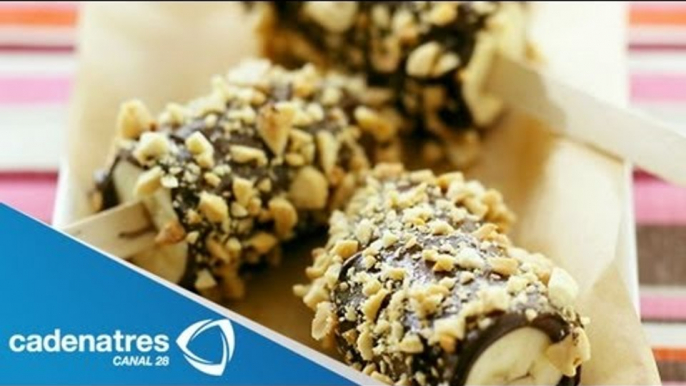 Receta para preparar mordidas de plátano con chocolate. Receta de mordidas / Receta fácil