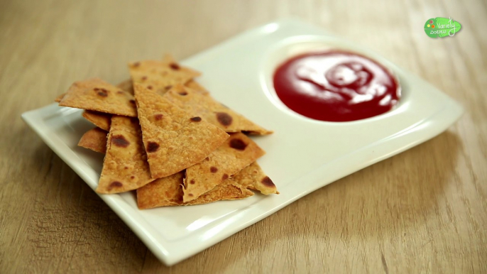 Homemade Masala Chapati Nachos In Telugu | How To Make Nacho Chips With Chapati | Snack Recipe