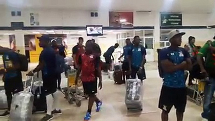 The Zambia National team have arrived in Guinea Bissau ahead of the Cameroon 2019 Africa Cup of Nations return leg against Guinea Bissau. The team touched dow