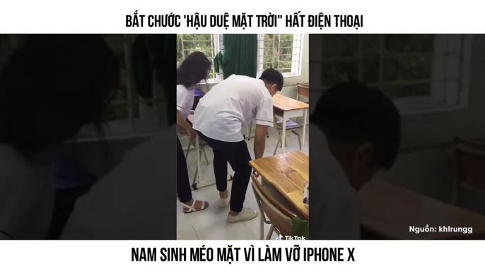 Bắt Chước 'Hậu Duệ Mặt Trời" Hất Điện Thoại Nam Sinh Méo Mặt Vì Làm Vỡ Iphone X