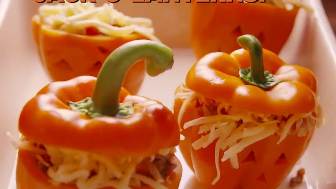 You need to be making Jack-O'-Lantern Stuffed Peppers this Halloween. Full recipe: