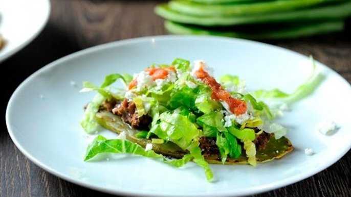 Nopales asados con frijoles - Receta fácil para antojito