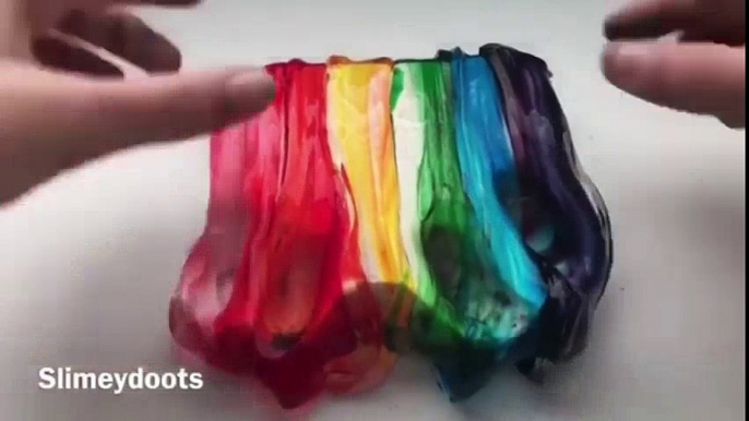 DIY STORE SLIME RAINBOW - Most Satisfying Slime Coloring ASMR