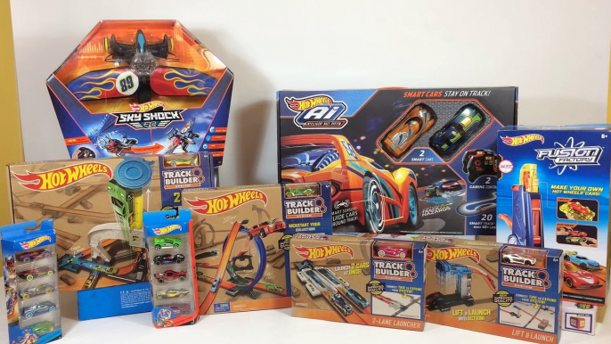 Hot Wheels Toy Haul AI Track Builder Starter Stunt Kit Lift Launcher Sky Shock || Keith's Toy Box