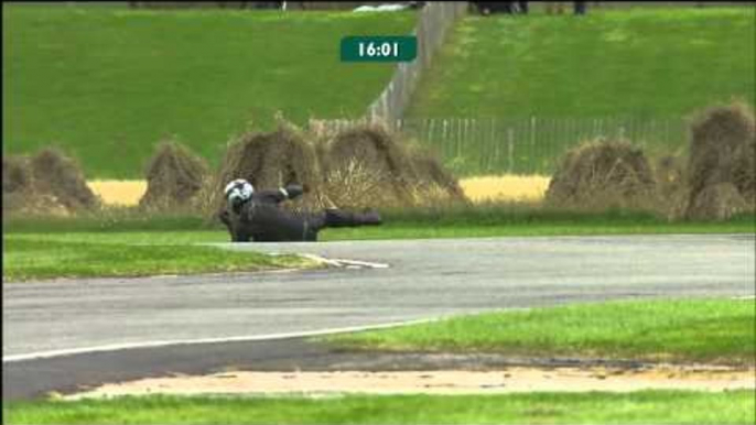 Ling takes a spill after crashing his Norton Manx 500