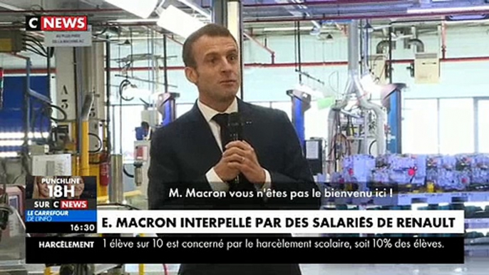 Emmanuel Macron interpellé par un salarié du constructeur Renault: "Vous n'êtes pas le bienvenu ici" - VIDEO