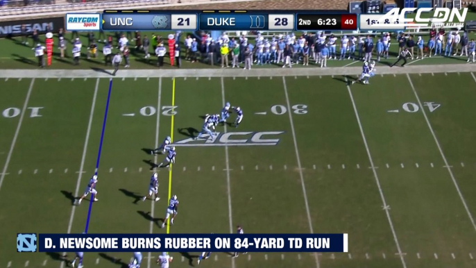 UNC WR Dazz Newsome Dazzles On 84-Yard TD Run vs. Duke