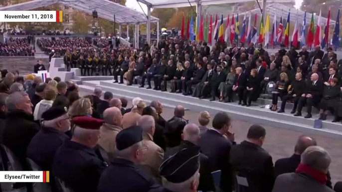 King Of Morocco Appears To Fall Asleep As Trump Looks On During Armistice Celebration In Paris