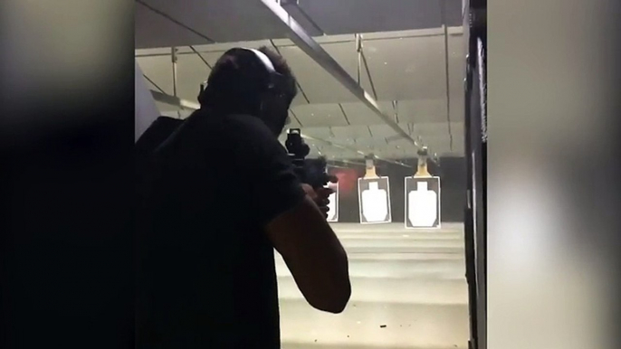 NBA Star Hassan Whiteside Shoots His Mark 18 Pistol At Shooting Range