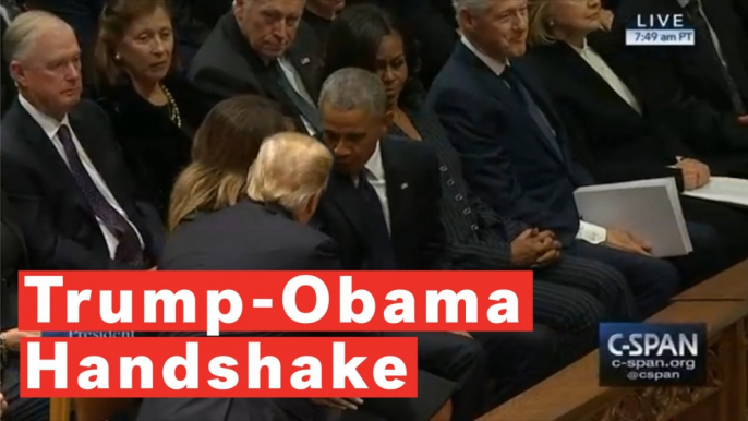 Trump Shakes Hands With Obama At George H.W. Bush's Funeral
