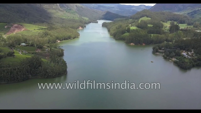 Mattupetty Dam in Idukki Kerala- aerial view of Munnar