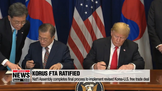 National Assembly ratifies revised Korea-U.S. free trade deal