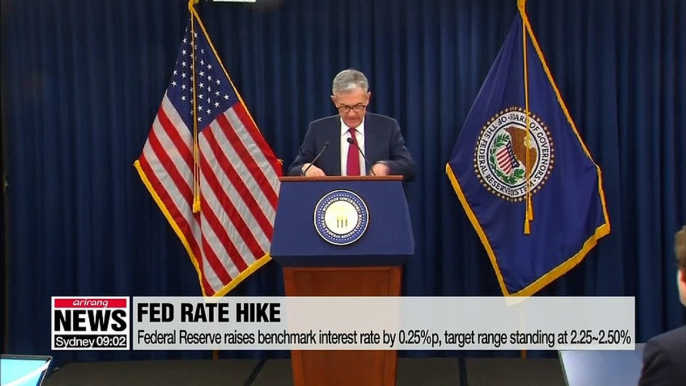 U.S. Federal Reserve raises benchmark interest rate by 0.25%p, forecasting two more hikes in 2019