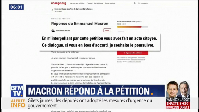 "Vous avez raison." La réponse en ligne d'Emmanuel Macron à une pétition sur les prix des carburants