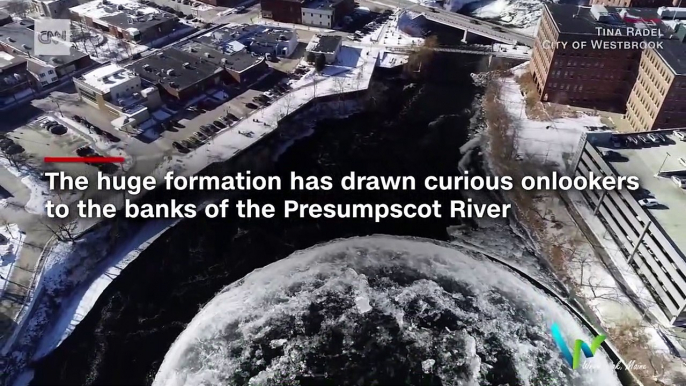 Massive, spinning ice disc forms in freezing river