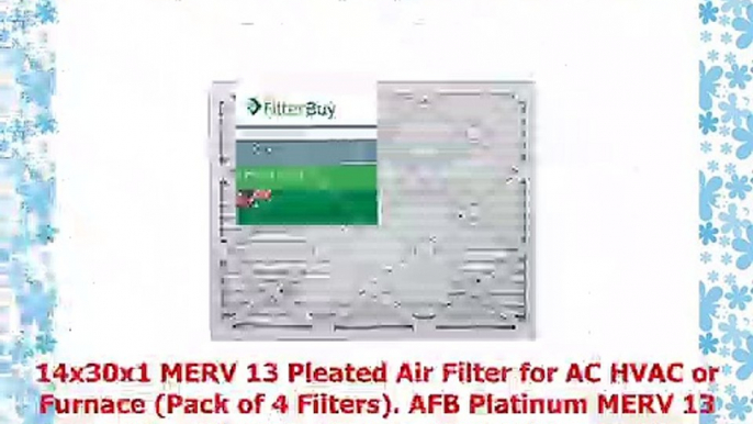 FilterBuy 14x30x1 MERV 13 Pleated AC Furnace Air Filter Pack of 4 Filters 14x30x1