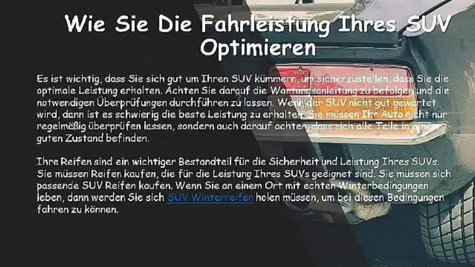 Wie Sie Die Fahrleistung Ihres SUV Optimieren