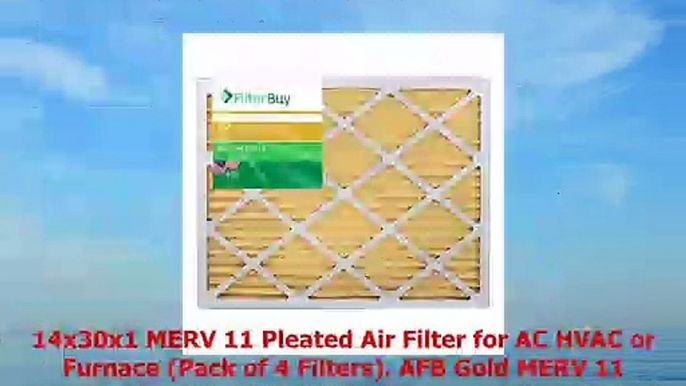 FilterBuy 14x30x1 MERV 11 Pleated AC Furnace Air Filter Pack of 4 Filters 14x30x1  Gold