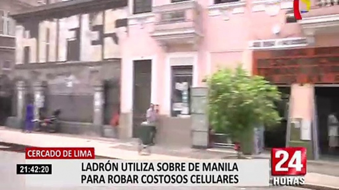 Ladrón utiliza sobre de manila para robar costosos celulares