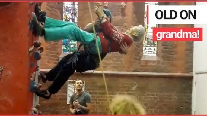 Grandmas Guinness World Record for climbing 20ft on a rock-climbing wall at 99! | SWNS TV