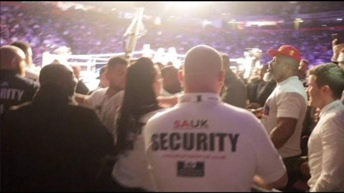 SHANNON BRIGGS ATTEMPTS TO CONFRONT DAVID HAYE AS HE ARRIVES FOR ANTHONY JOSHUA v ERIC MOLINA