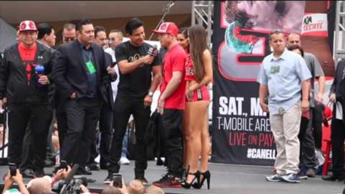 SAUL 'CANELO' ALVAREZ POST WEIGH-IN INTERVIEW ON STAGE @ T-MOBILE ARENA / CANELO v KHAN