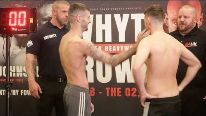 HAND SHAKE REFUSED!  LEWIS RITSON v SCOTT CARDLE -OFFICIAL WEIGH IN & HEAD TO HEAD / RITSON v CARDLE