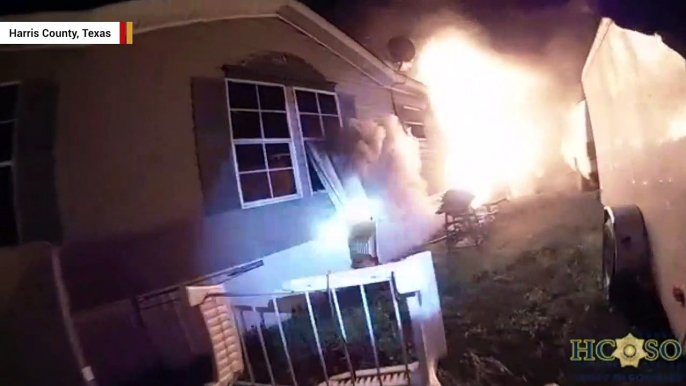 Intense Bodycam Footage Shows Deputy Saving Woman From Burning Trailer Home