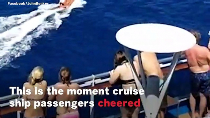 Cruise Ship Passengers Cheer As They Watch Plane Crash Survivors Being Rescued At Sea