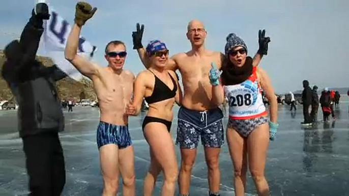 Ice-skaters brave the cold in Siberia for a race on the world's deepest lake