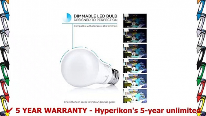 Hyperikon A19 Dimmable LED Light Bulb 9W 60W Equivalent ENERGY STAR Qualified 2700K