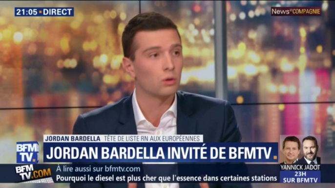 Jordan Bardella, tête de liste RN aux européennes, estime que "Nathalie Loiseau représente ce qui ne fonctionne pas dans l'Union européenne"