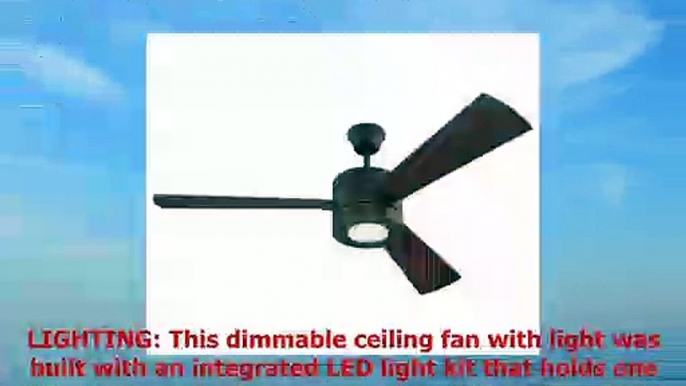 Craftmade 3 Blade Ceiling Fan with Light Dimmable LED 54 Inch and Remote TRI54ESP3 Triad