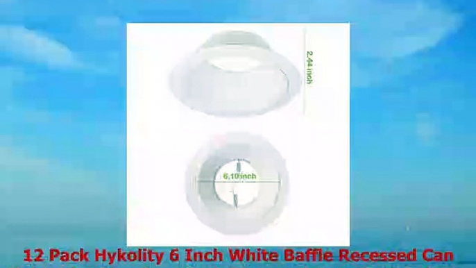 12 Pack Hykolity 6 Inch White Baffle Recessed Can Light Trim Ring for 6 Inch Recessed Can