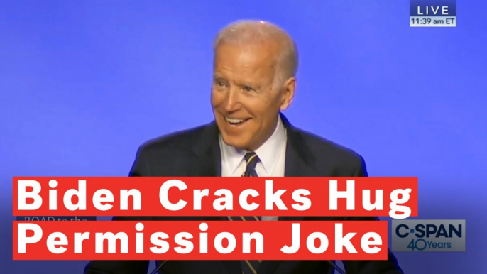 Joe Biden Jokes He Got 'Permission' To Give a Hug In First Speech After Inappropriate Touching Allegations
