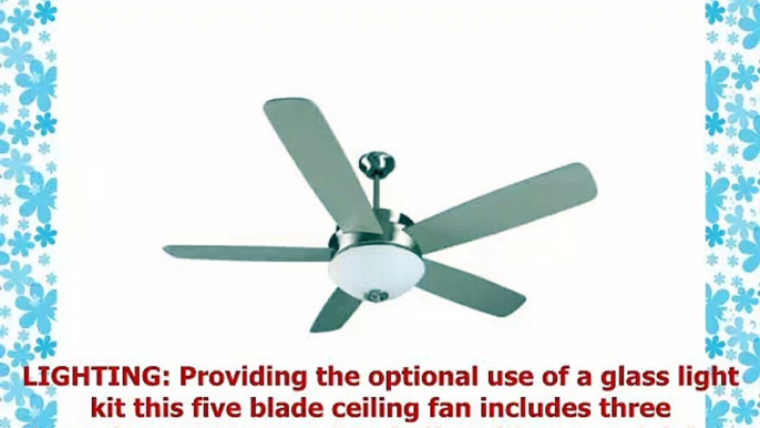 Craftmade Ceiling Fan with Light LY52BNK5 Layton 52 Inch Stainless Steel Frosted Glass