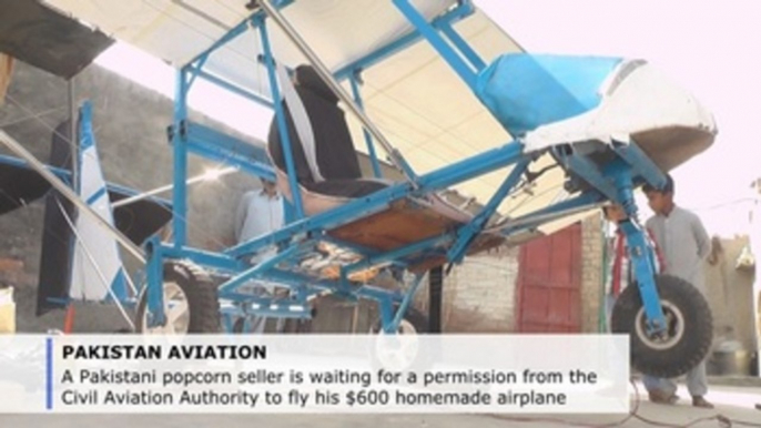 Pakistani popcorn seller awaits permission to fly his $600 homemade airplane