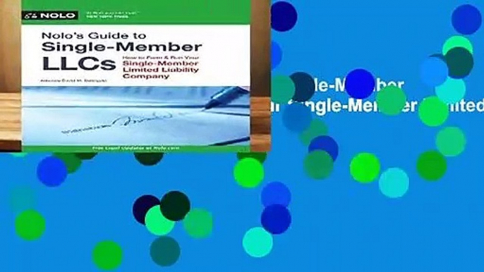 Full version  Nolo s Guide to Single-Member LLCs: How to Form   Run Your Single-Member Limited