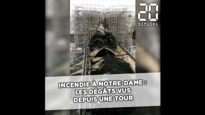 Incendie à Notre-Dame: Une vidéo prise par un pompier depuis une des tours montre l'étendue des dégâts sur la toiture