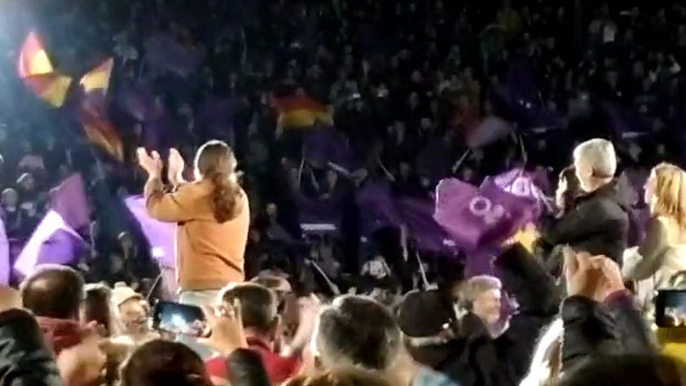 Pablo Iglesias en el mitin fin de campaña de Unidas Podemos.