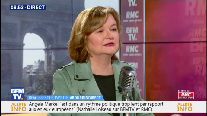 Nathalie Loiseau (LaREM) estime qu'Angela Merkel est dans un rythme politique "trop lent" pour les enjeux européens