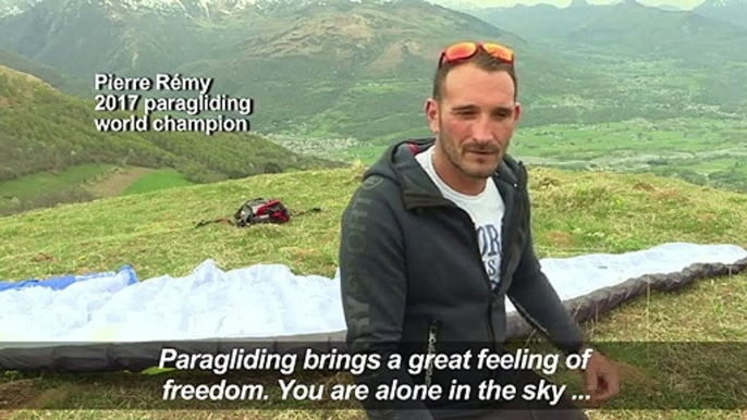 Former world paragliding champion Rémy soars over Pyrenees